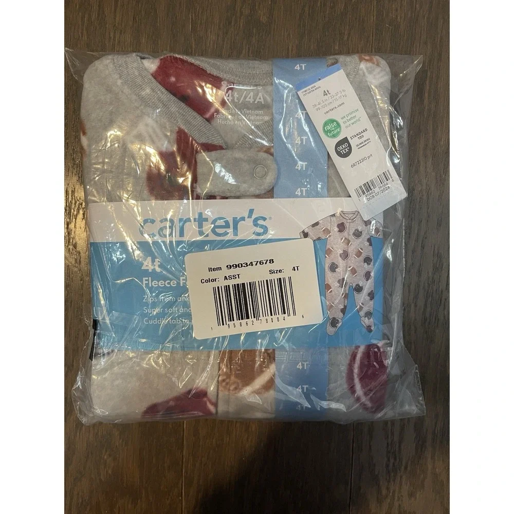 Carters 4t Fleece Footie Pajamas Football